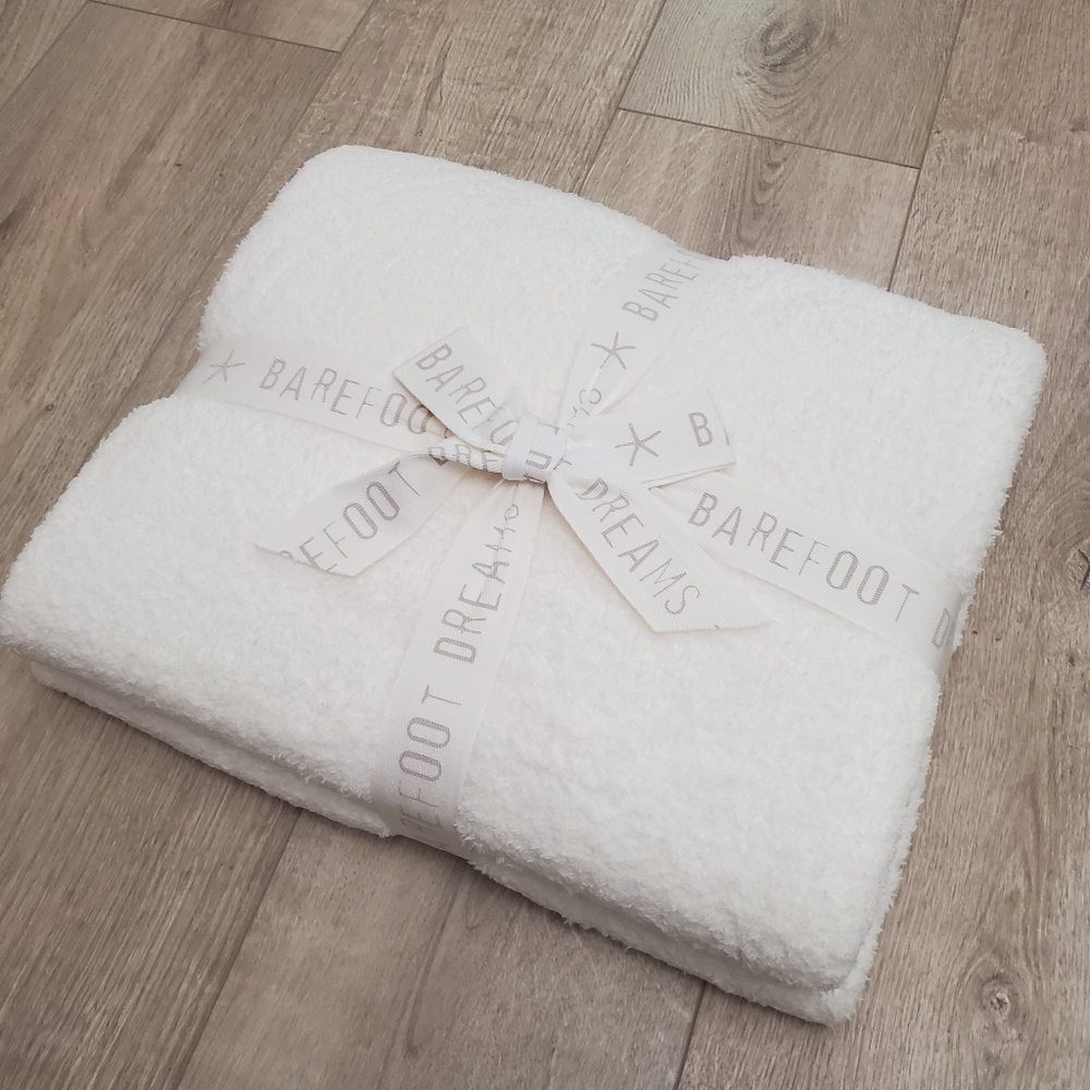 Barefoot Dreams CozyChic Stacked Rib Border Blanket Throw NEW 45"X60"